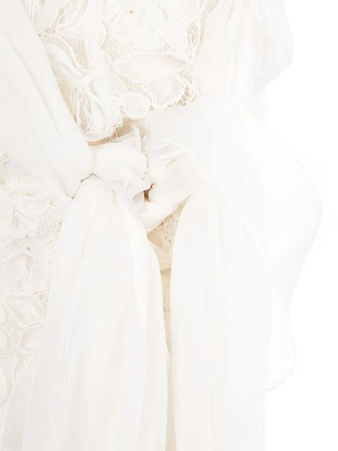 Valentino Garavani floral lace one-shoulder midi dress - White