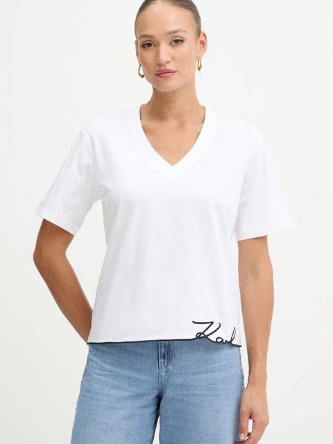 Karl Lagerfeld t-shirt bawełniany damski kolor biały B1W17031 - zdjęcie produktu nr 1