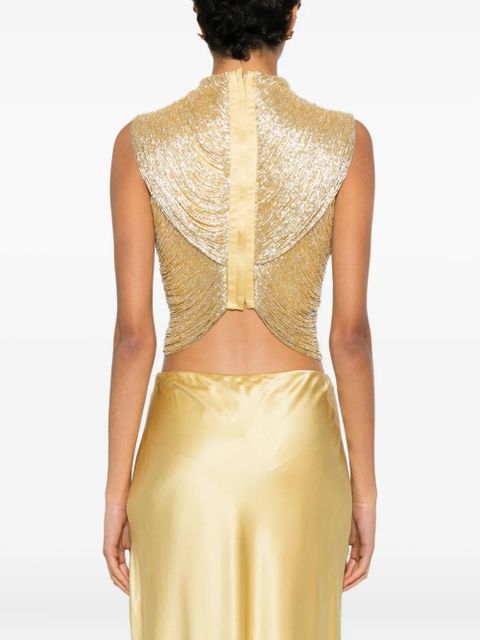 Cult Gaia Haisley beaded crossover top - Gold