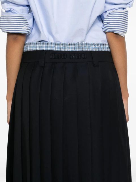 Miu Miu pleated batavia midi skirt - Blue