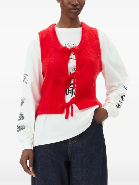 GANNI bow detailing sleeveless vest - Red