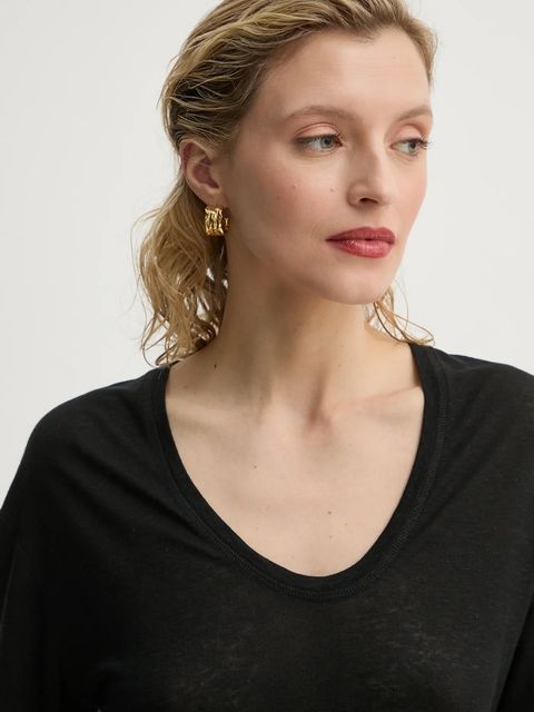 By Malene Birger t-shirt z domieszką lnu AMARINGA - zdjęcie produktu nr 2