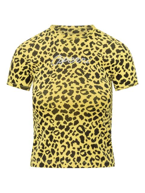 Coperni crystal-embellished leopard-print T-shirt - Yellow - zdjęcie produktu nr 1