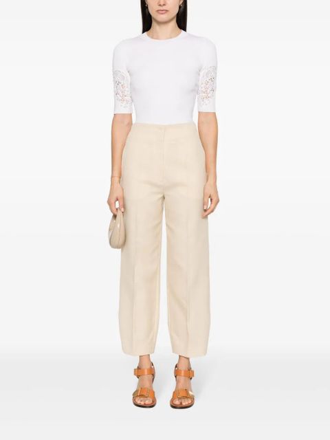 Chloé lace-panelled ribbed-knit T-shirt - Neutrals - zdjęcie produktu nr 2