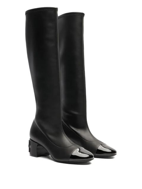 Casadei 50mm leather knee-high boots - Black - zdjęcie produktu nr 2