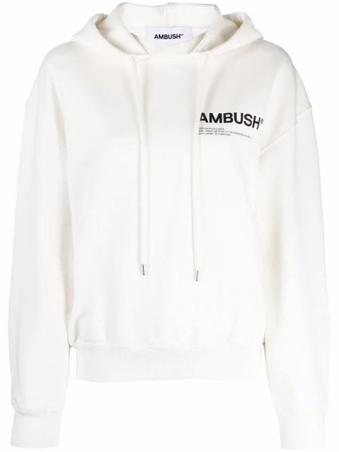 AMBUSH logo-print drawstring hoodie - White - zdjęcie produktu nr 1