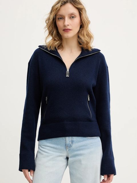 Victoria Beckham sweter wełniany damski kolor granatowy 1126KJU006866A - zdjęcie produktu nr 1