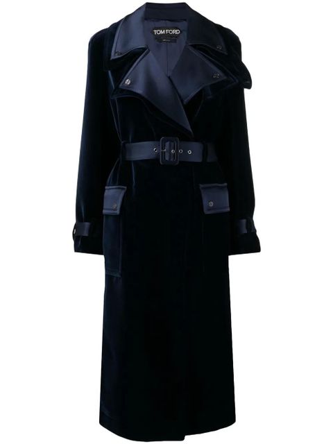 TOM FORD notched-lapels belted coat - Blue - zdjęcie produktu nr 1