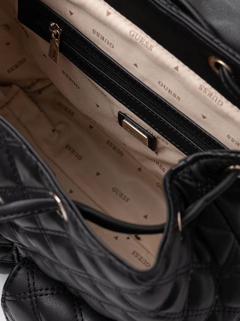 Guess plecak GIULLY damski kolor czarny mały gładki HWQG96 73330