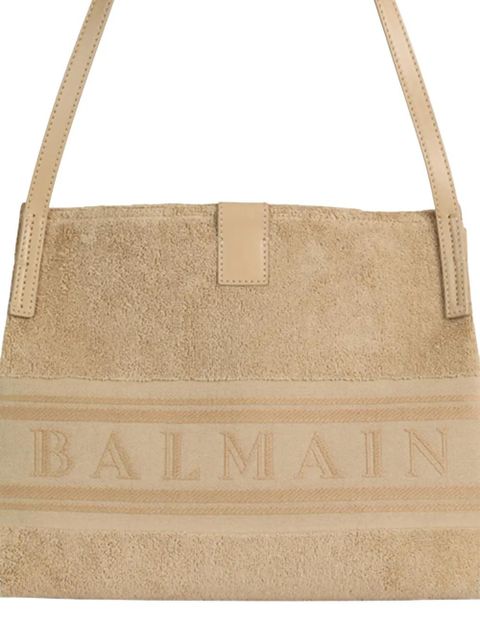 Balmain small Release tote bag in cotton bouclé - Neutrals