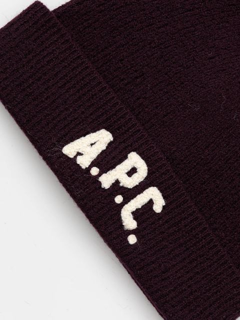 A.P.C. czapka wełniana bonnet axel kolor bordowy WVBDK.M25111