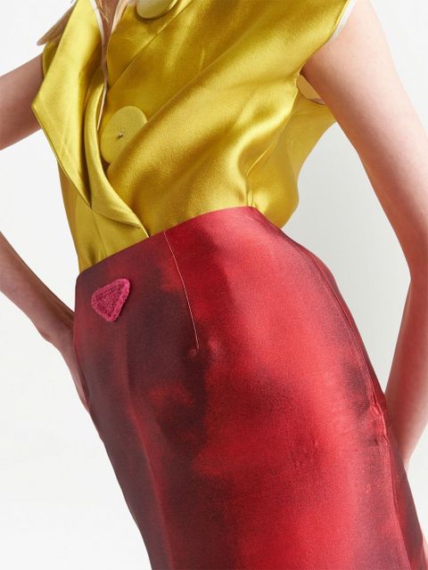 Prada abstract-print satin midi skirt - Red