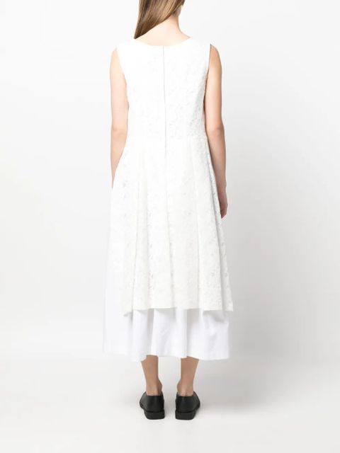 Comme Des Garçons lace-overlay midi dress - White
