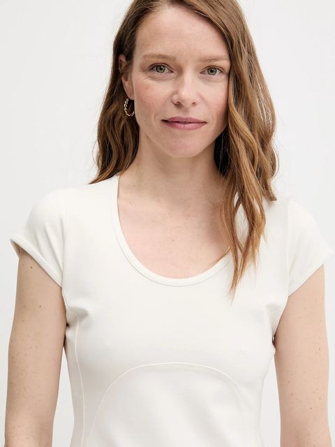 Calvin Klein Jeans sukienka kolor beżowy mini rozkloszowana LV047C238G