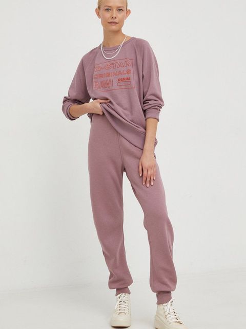 G-Star spodnie dresowe kolor fioletowy gładkie