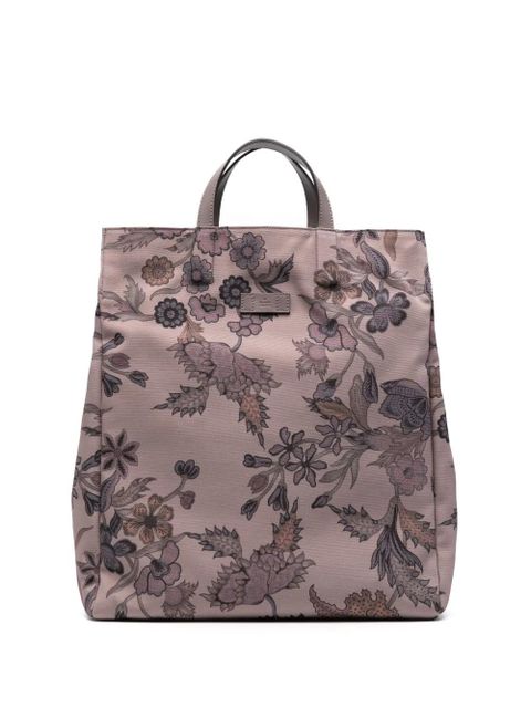 Gucci floral-print tote bag - Brown