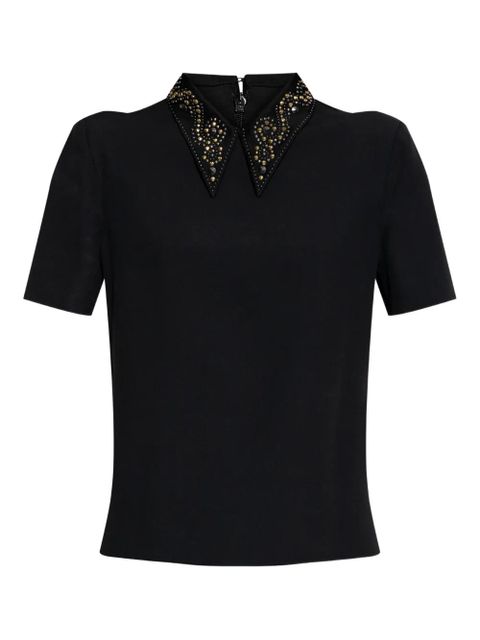 Versace embellished-collar short-sleeve blouse - Black - zdjęcie produktu nr 1