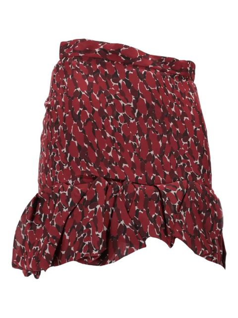 Saint Laurent ruffled abstract-print mini skirt - Red