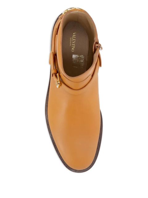 Valentino Garavani buckle-strap leather boots - Brown