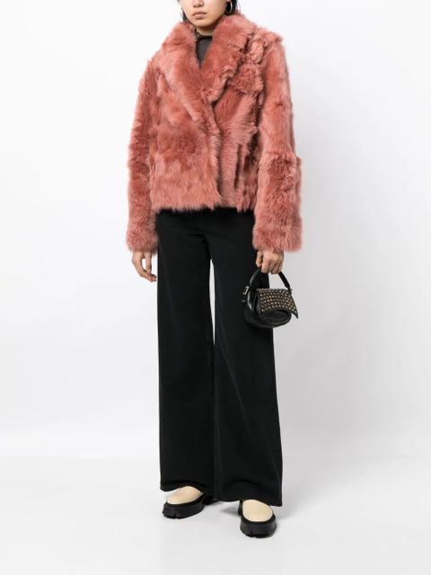 Yves Salomon cropped shearling leather jacket - Pink