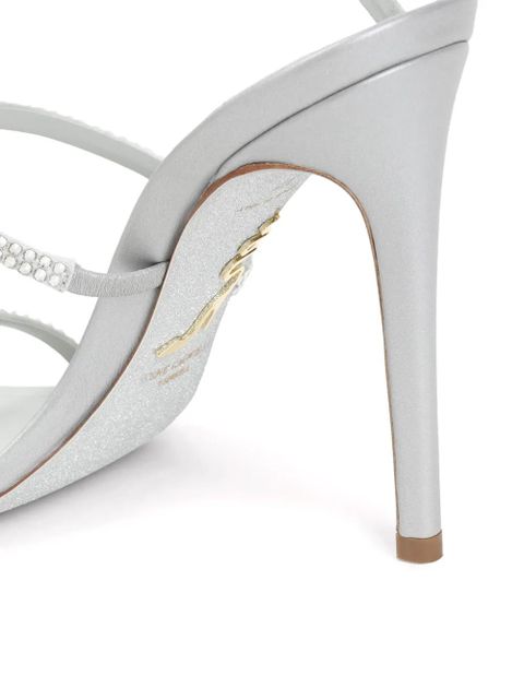 René Caovilla 105mm Cleo satin sandals - Silver