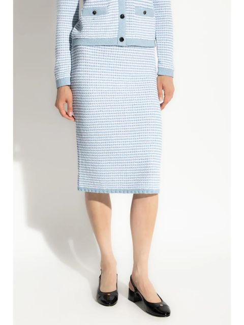 Tory Burch cotton-blend striped skirt - Blue