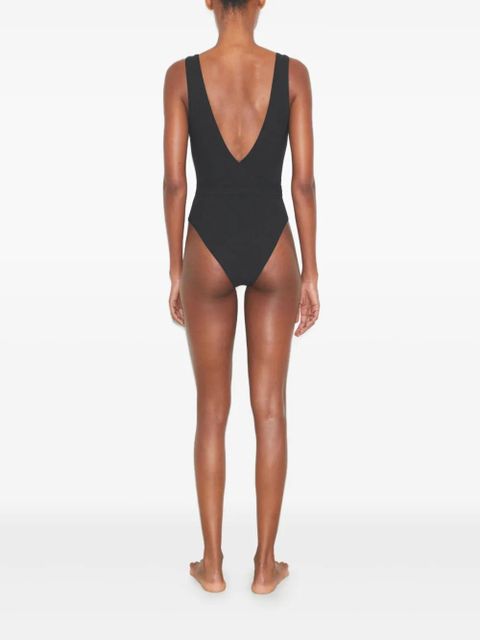 Tory Burch V-neck belted swimsuit - Black