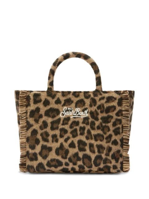 MC2 Saint Barth leopard-pattern logo-embroidered tote bag - Brown