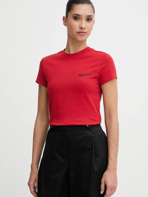 Karl Lagerfeld Jeans t-shirt bawełniany damski kolor czerwony A1W17004 - zdjęcie produktu nr 1