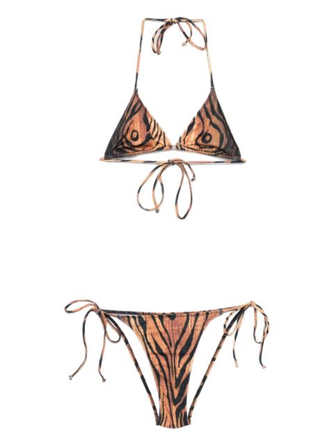Jean Paul Gaultier tiger-print triangle bikini - Brown - zdjęcie produktu nr 1