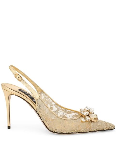 Dolce & Gabbana Rainbow 60mm lace pumps - Gold - zdjęcie produktu nr 1