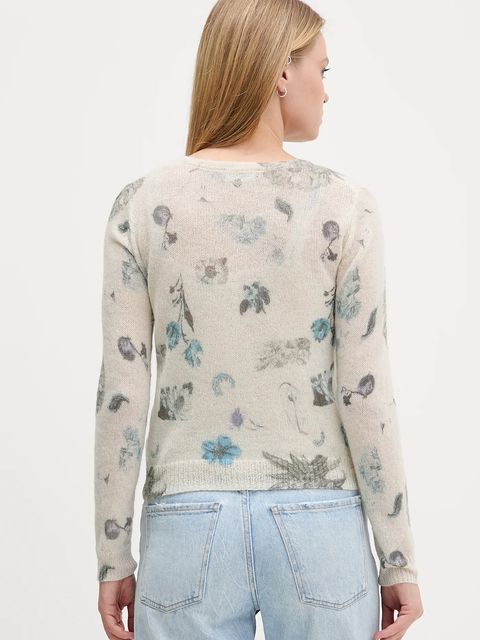 Desigual kardigan z domieszką wełny ESTOCOLMO damski kolor beżowy lekki 25WWJF14