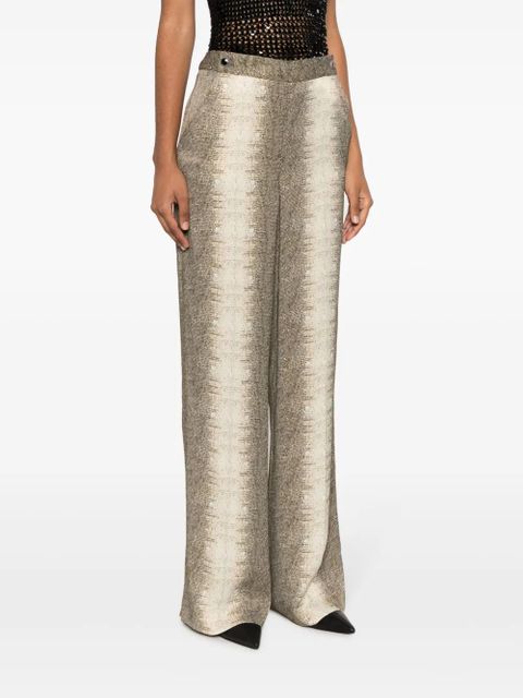 TWINSET lizard-skin effect satin trousers - Brown