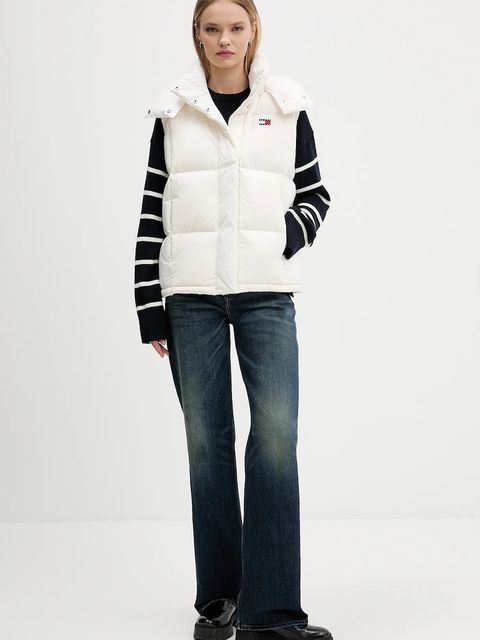 Tommy Jeans bezrękawnik puchowy kolor beżowy zimowy DW0DW21627 - zdjęcie produktu nr 2