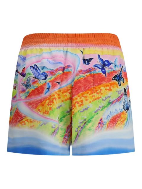 Casablanca landscape-print silk shorts - Blue