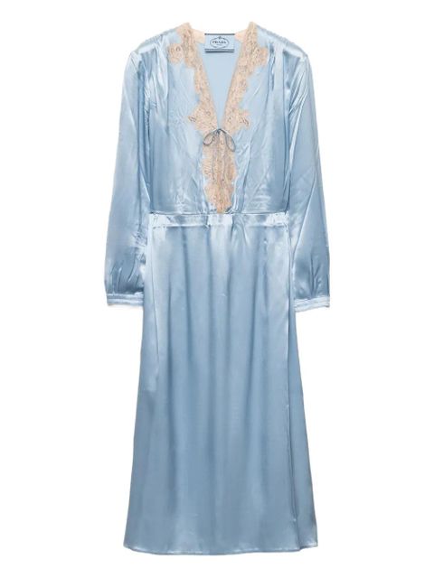 Prada lace-trim midi dress - Blue - zdjęcie produktu nr 1