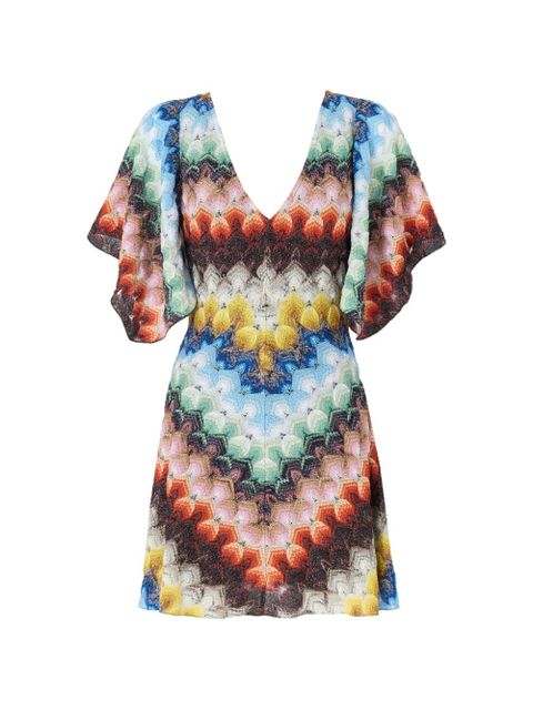 Missoni V-neck chevron-pattern mini dress - Blue - zdjęcie produktu nr 1
