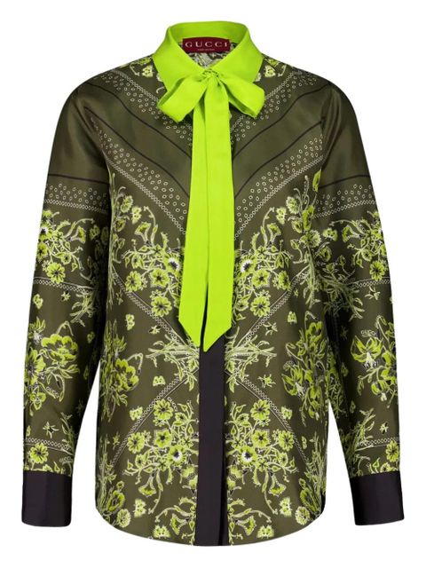 Gucci floral-bandana silk shirt - Green - zdjęcie produktu nr 1