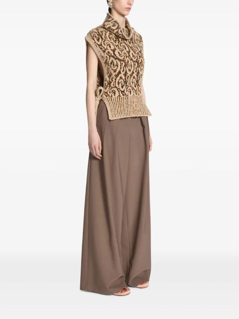 DRIES VAN NOTEN jacquard bib sweater - Brown