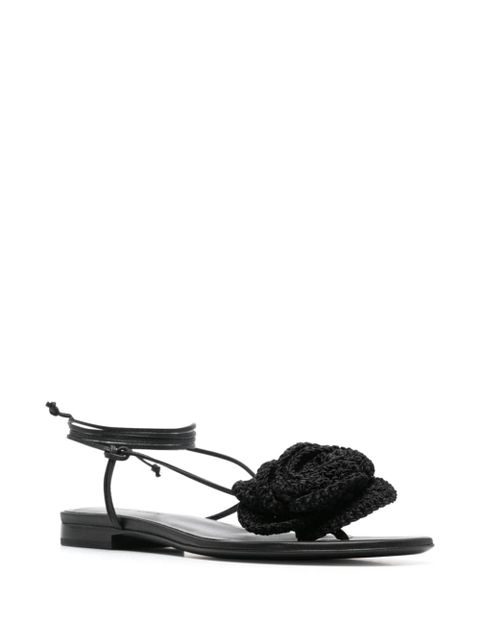 Magda Butrym crochet-floral-appliqué sandals - Black