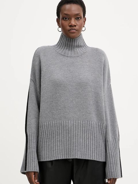 Pinko sweter wełniany damski kolor szary lekki z golfem 105396 A2PL - zdjęcie produktu nr 1