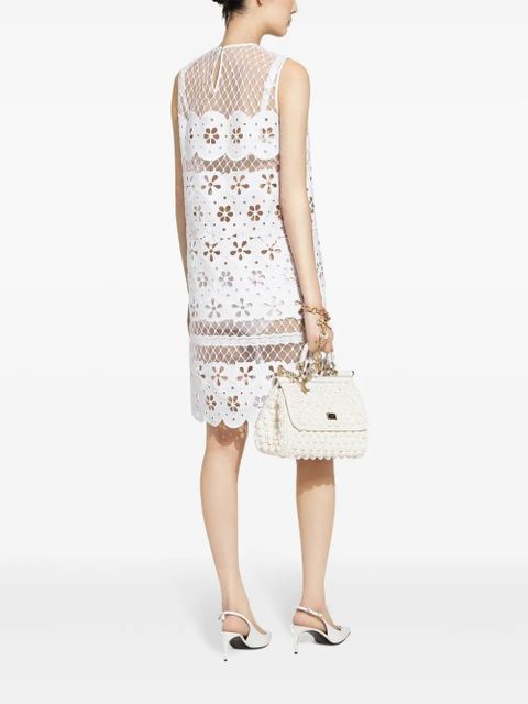 Dolce & Gabbana embroidered mesh minidress - White