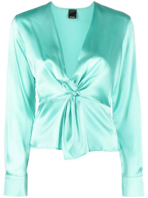 PINKO twist-detail silk blouse - Green - zdjęcie produktu nr 1