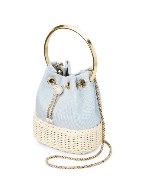 Jimmy Choo Bon Bon wicker handle bucket bag - Blue