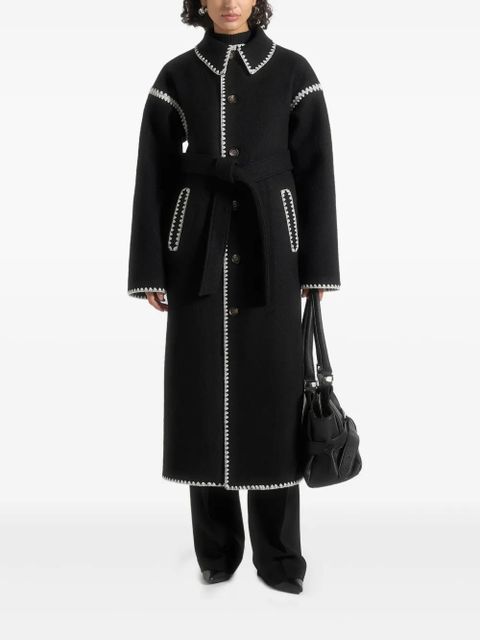Manière De Voir Elora blanket-stitch belted coat - Black - zdjęcie produktu nr 1