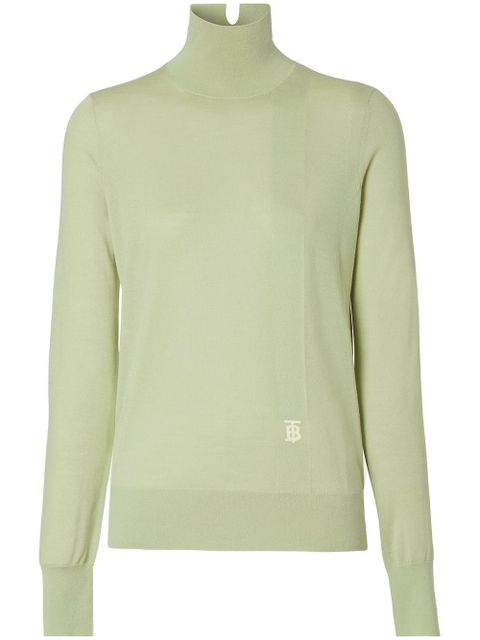 Burberry monogram-embroidered jumper - Green - zdjęcie produktu nr 1