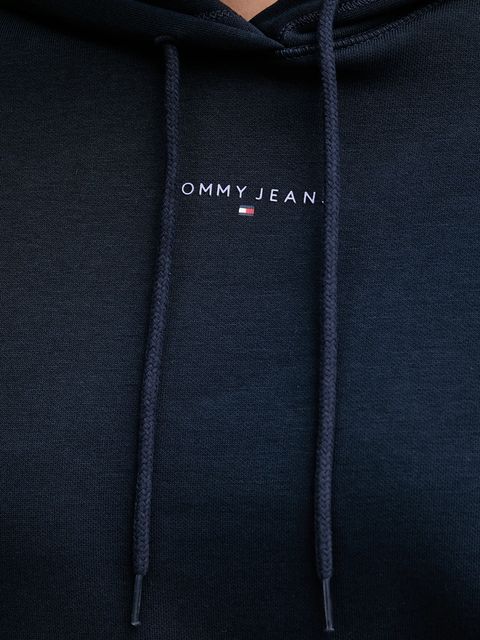 Tommy Jeans bluza damska kolor granatowy z kapturem z nadrukiem DW0DW21963