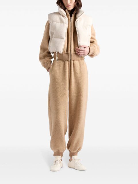 Prada logo-patch fleece track pants - Neutrals