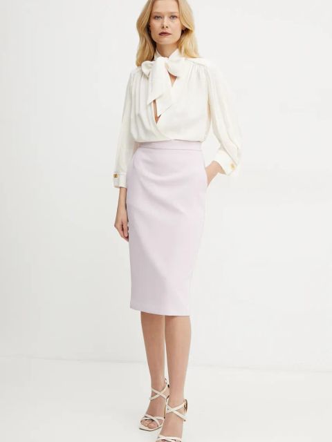 Elisabetta Franchi sukienka kolor beżowy mini dopasowana AB77151E2