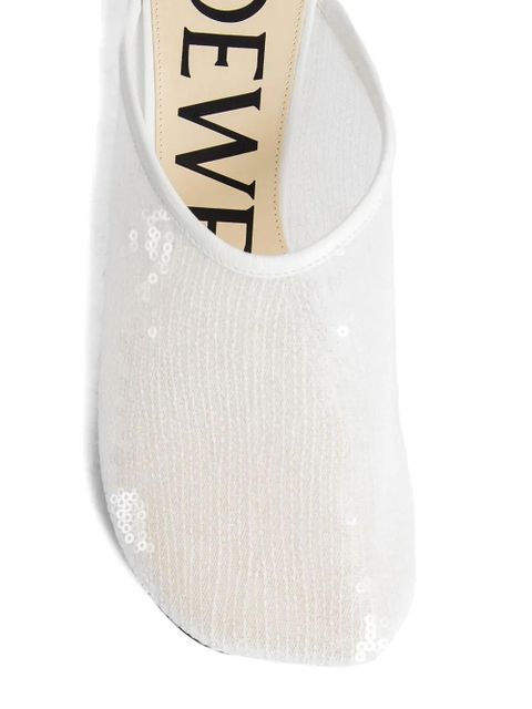 LOEWE 450mm sequin-embellished sculpted-heel mules - White